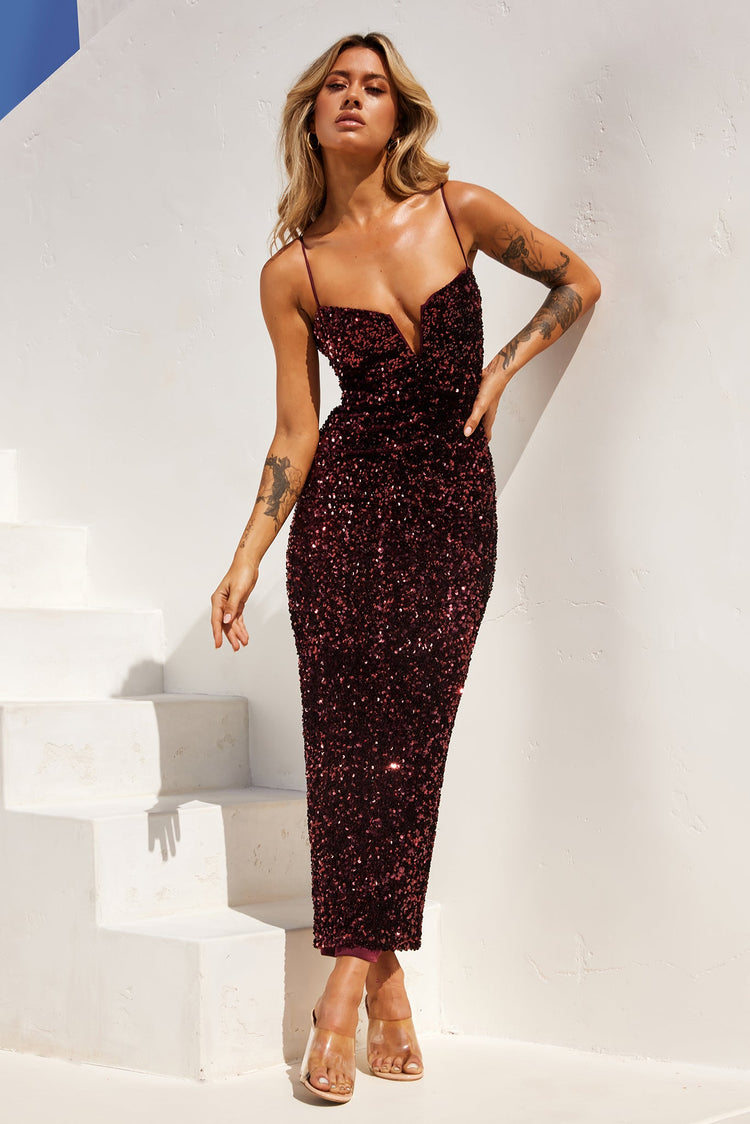 Lindsey Midi Dress - Wine for women