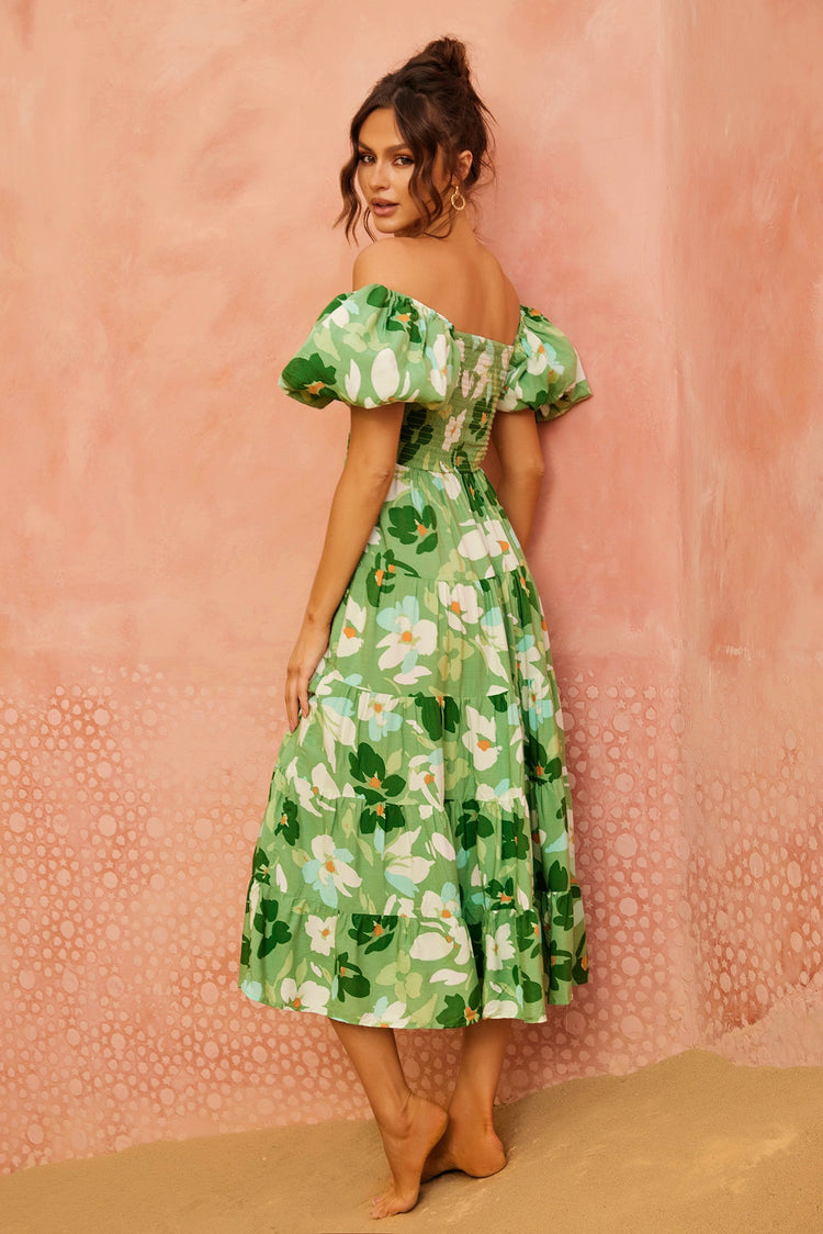 Londyn Midi Dress - Green Multi for women