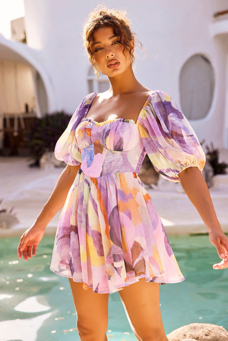 Look My Way Mini Dress - Purple Multi for women