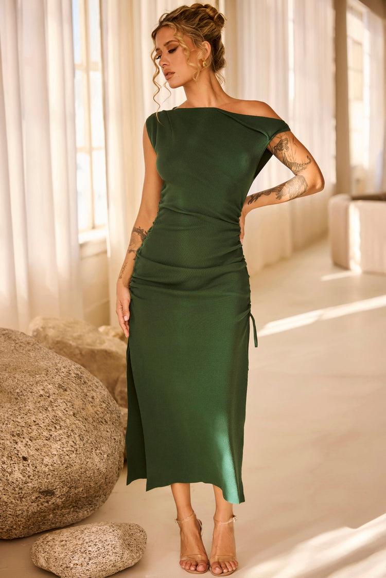 Loren Knit Midi Dress - Forest Green for women