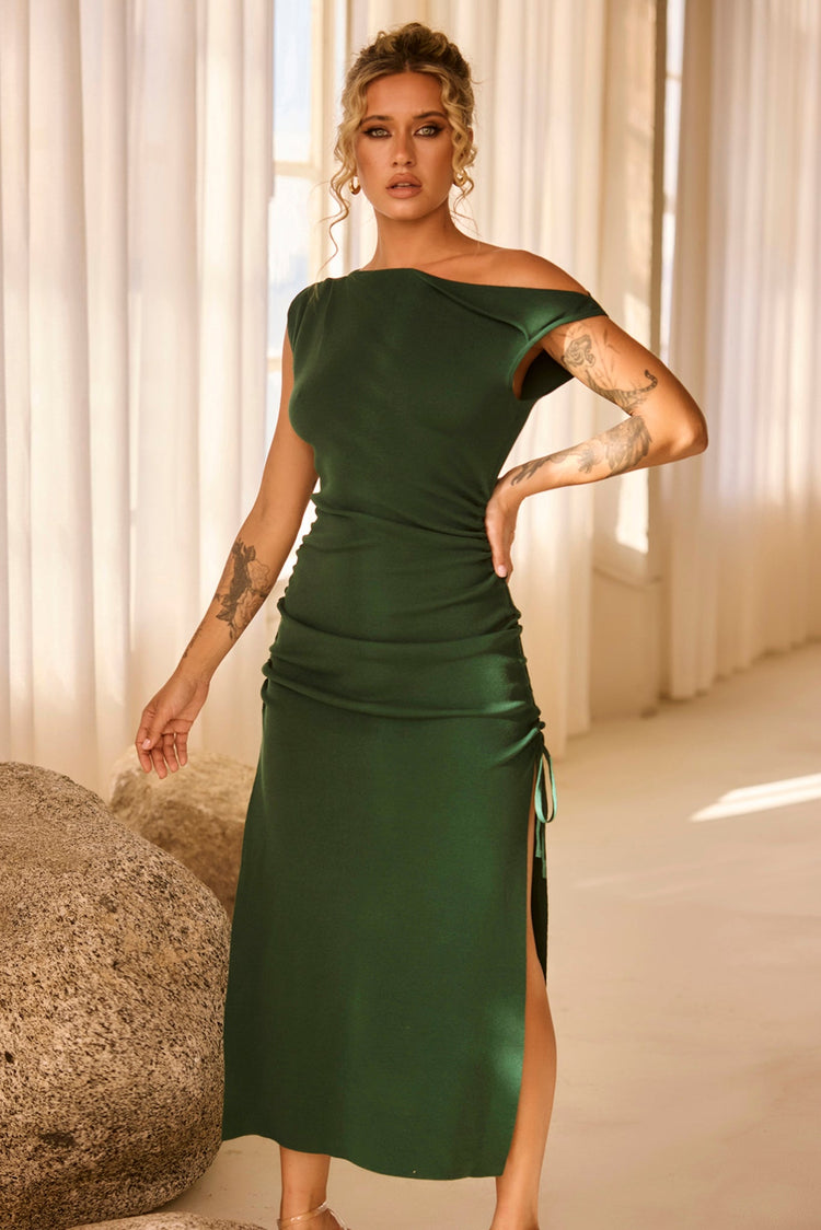Loren Knit Midi Dress - Forest Green for women