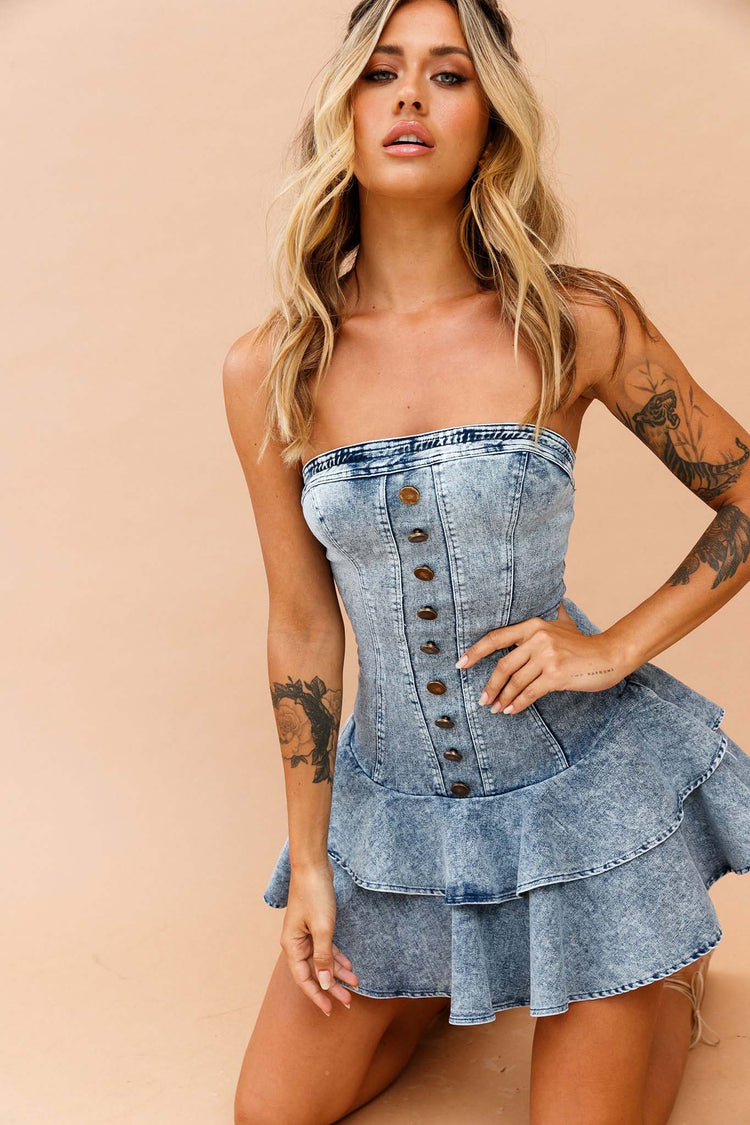 Love Games Dress - Washed Blue for women
