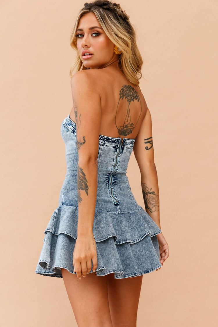 Love Games Dress - Washed Blue for women