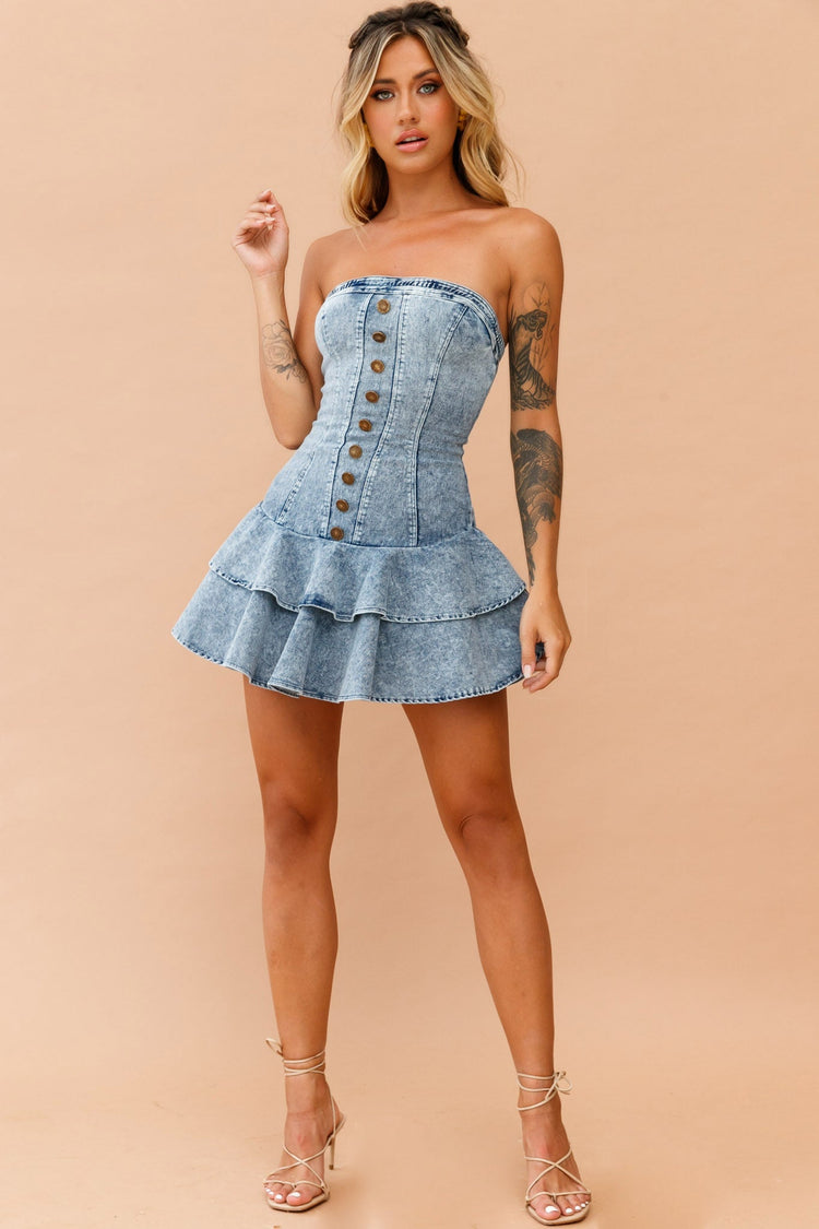 Love Games Dress - Washed Blue for women