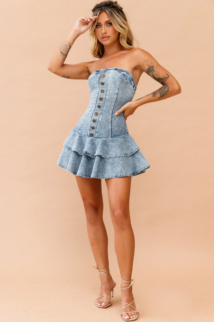 Love Games Dress - Washed Blue for women