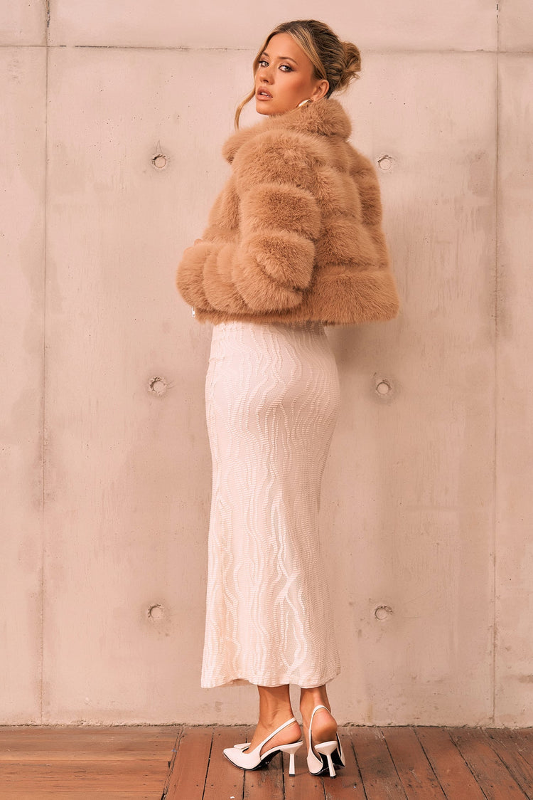 Love Life Faux Fur Jacket - Tan for women