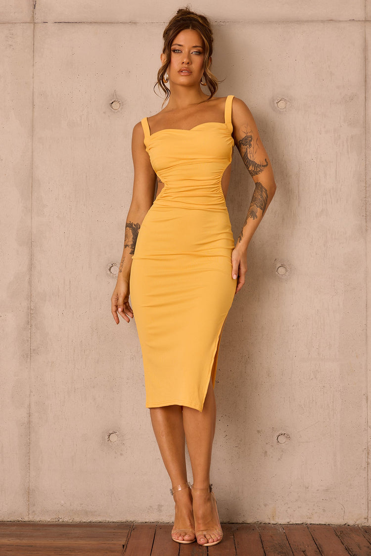 Loveship Midi Dress - Mustard for women