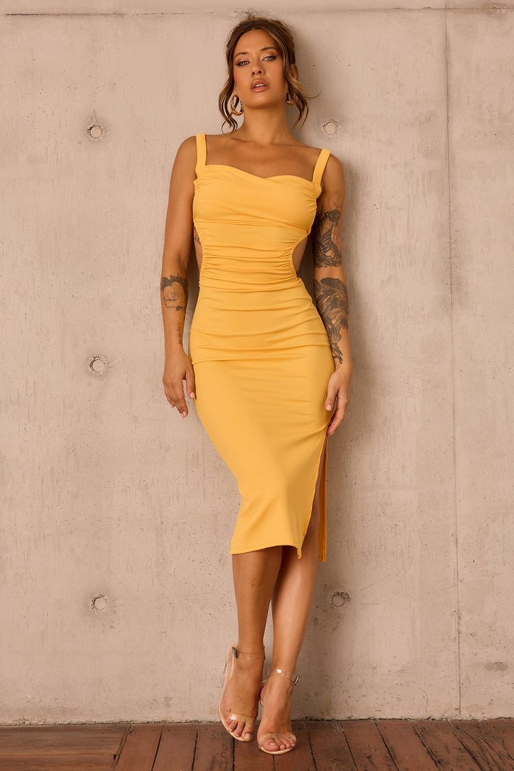 Loveship Midi Dress - Mustard for women