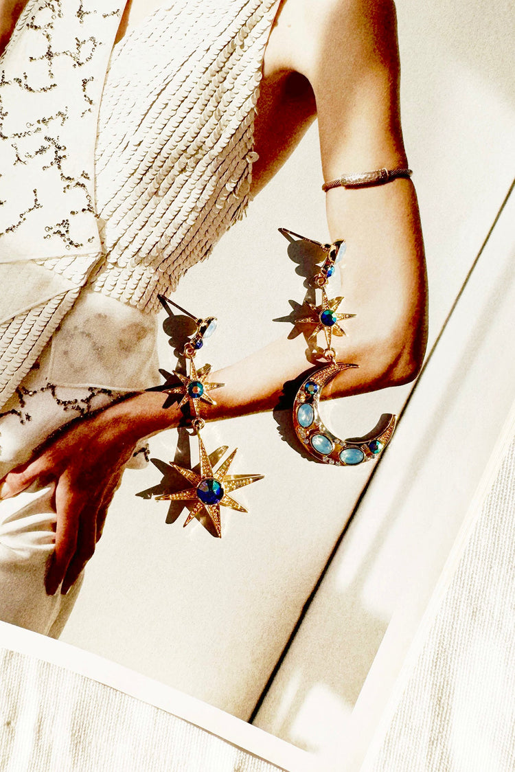 Luna Eclipse Earrings - Gold Blue for women