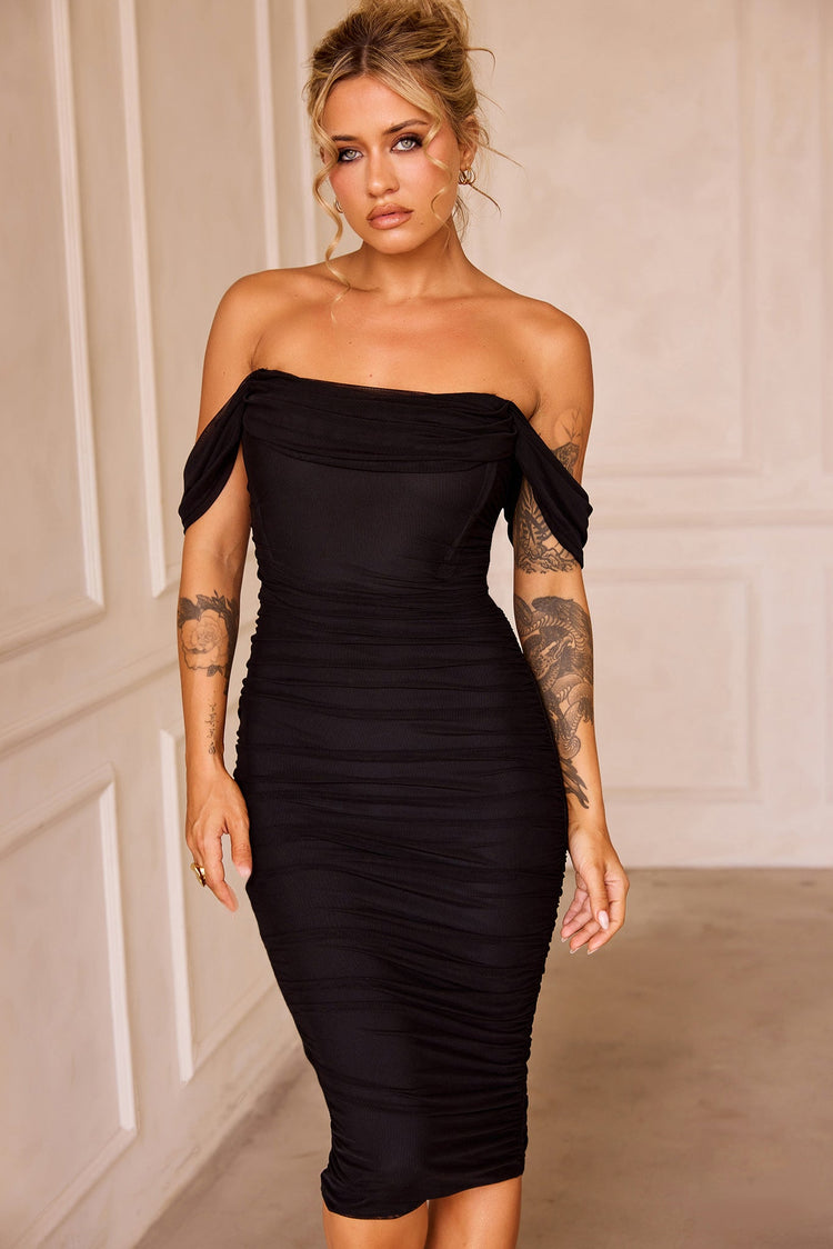 Main Character Mesh Midi Dress - Black for women