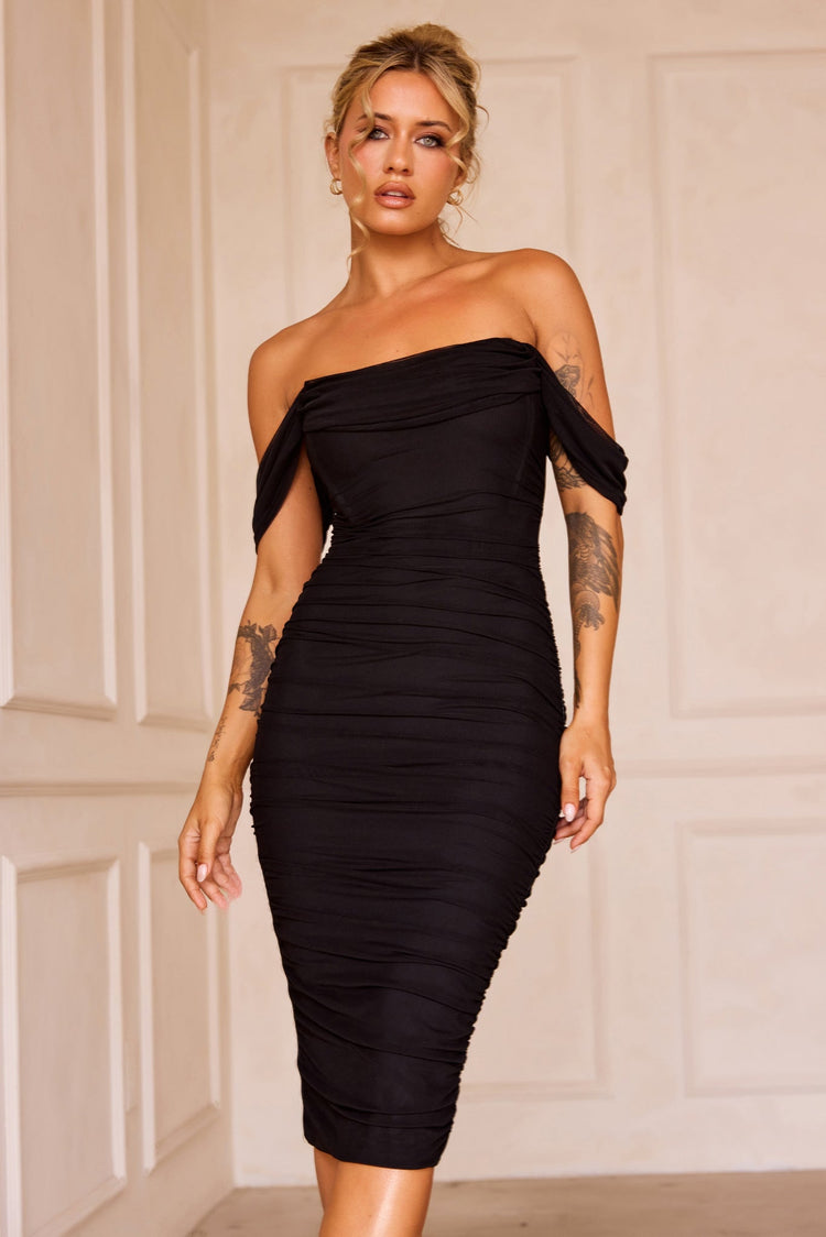 Main Character Mesh Midi Dress - Black for women