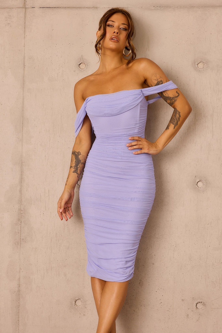 Main Character Mesh Midi Dress - Cornflower for women