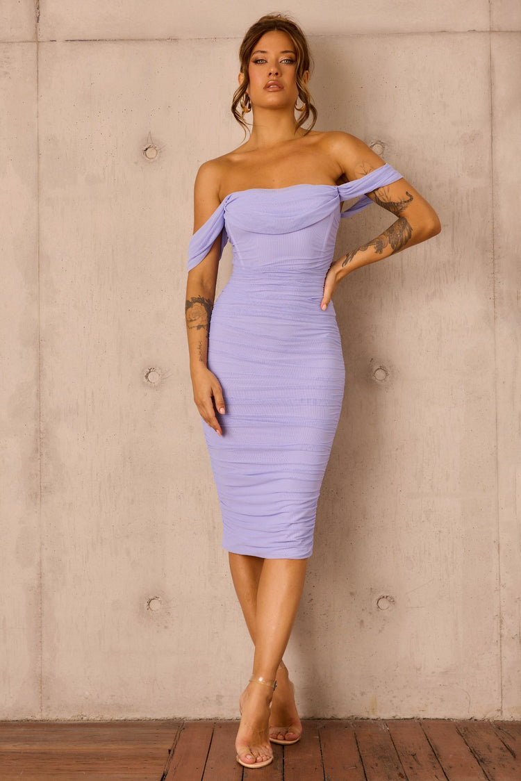 Main Character Mesh Midi Dress - Cornflower for women