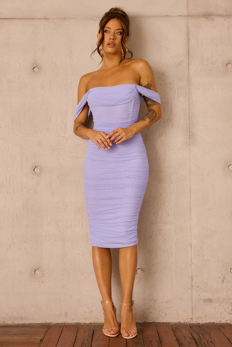 Main Character Mesh Midi Dress - Cornflower for women