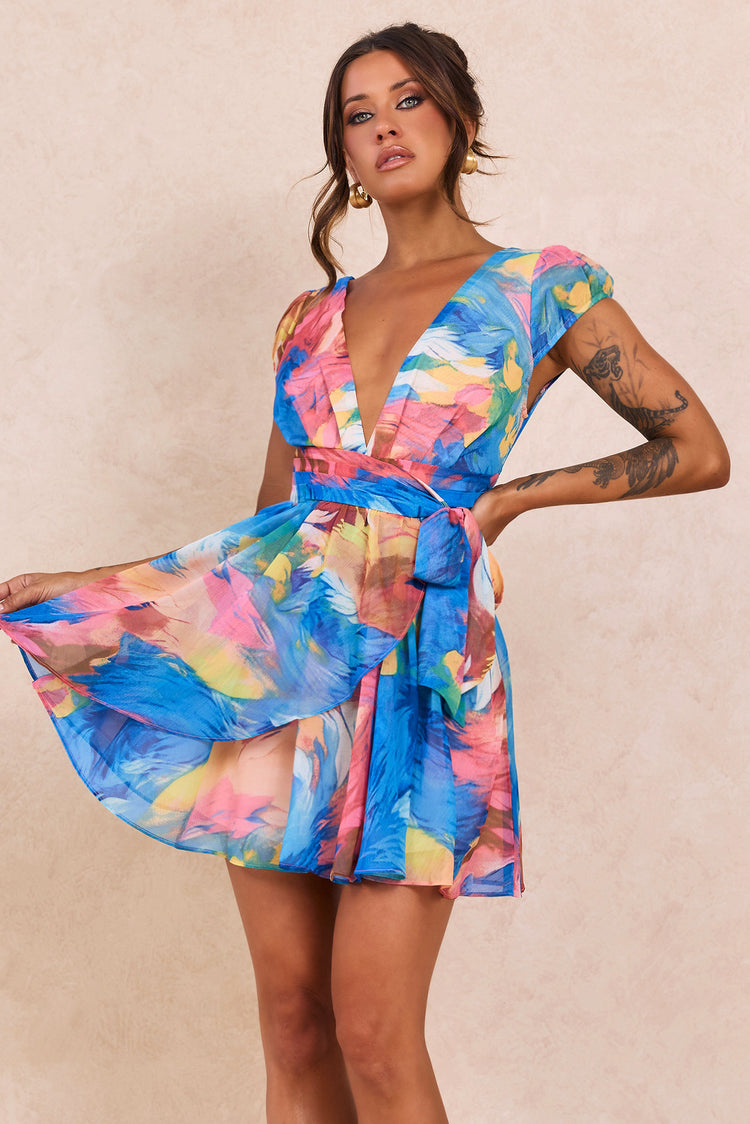 Marbella Mini Dress - Blue Multi for women
