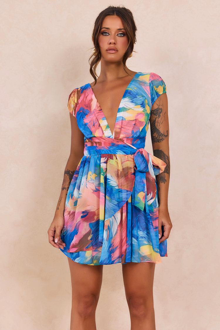 Marbella Mini Dress - Blue Multi for women