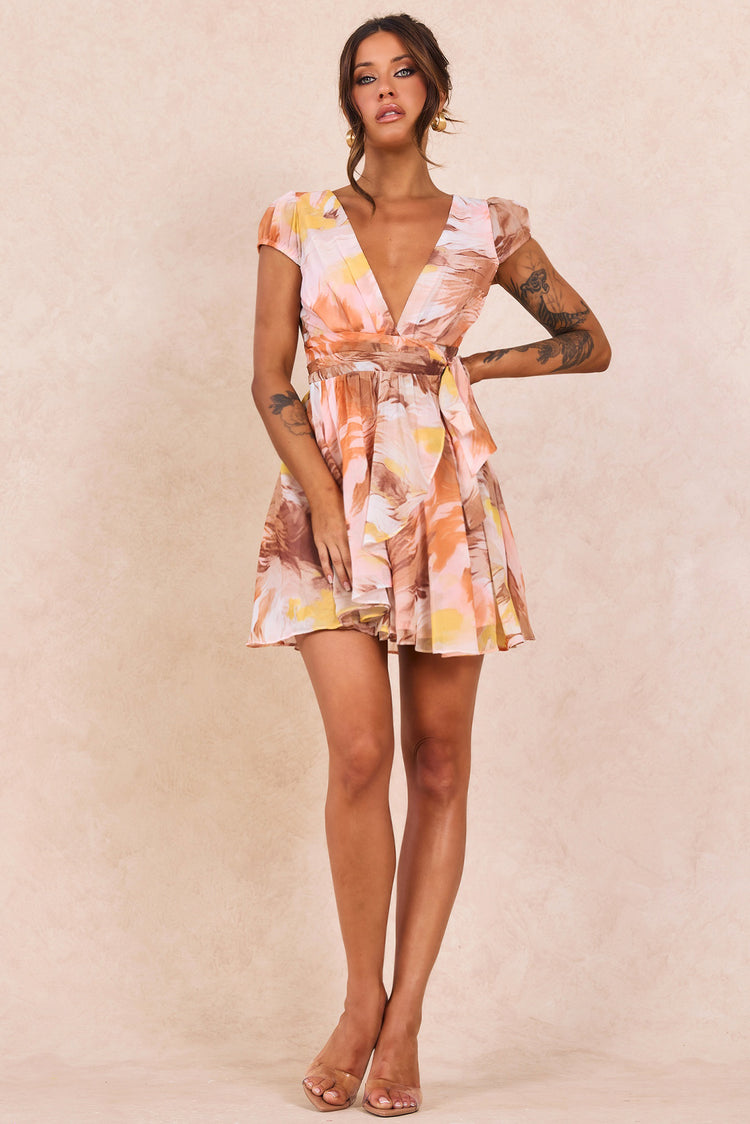 Marbella Mini Dress - Orange Multi for women