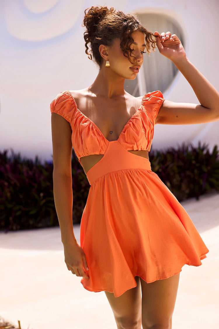 Marie Mini Dress - Tangerine for women