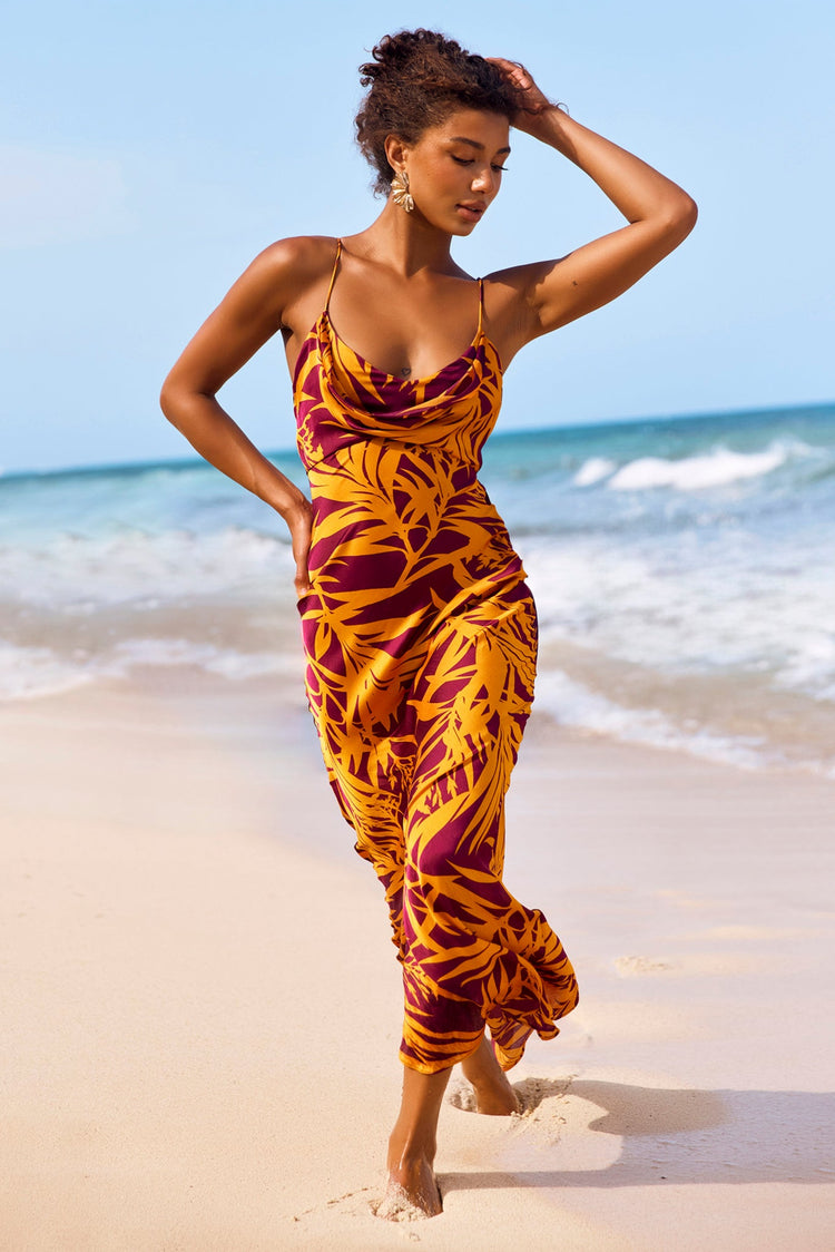 May In A Mood Maxi Dress - Mustard Multi for women