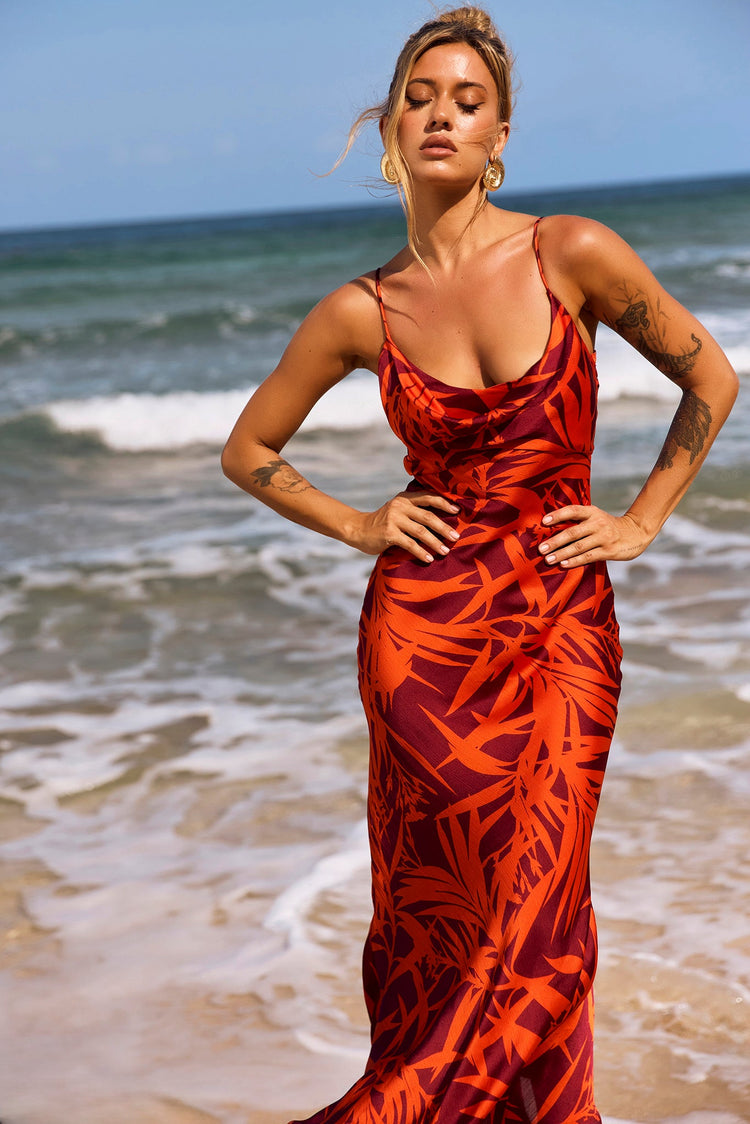 May In A Mood Maxi Dress - Red Multi for women