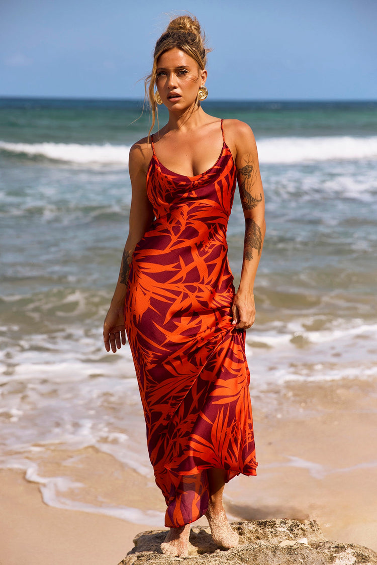 May In A Mood Maxi Dress - Red Multi for women