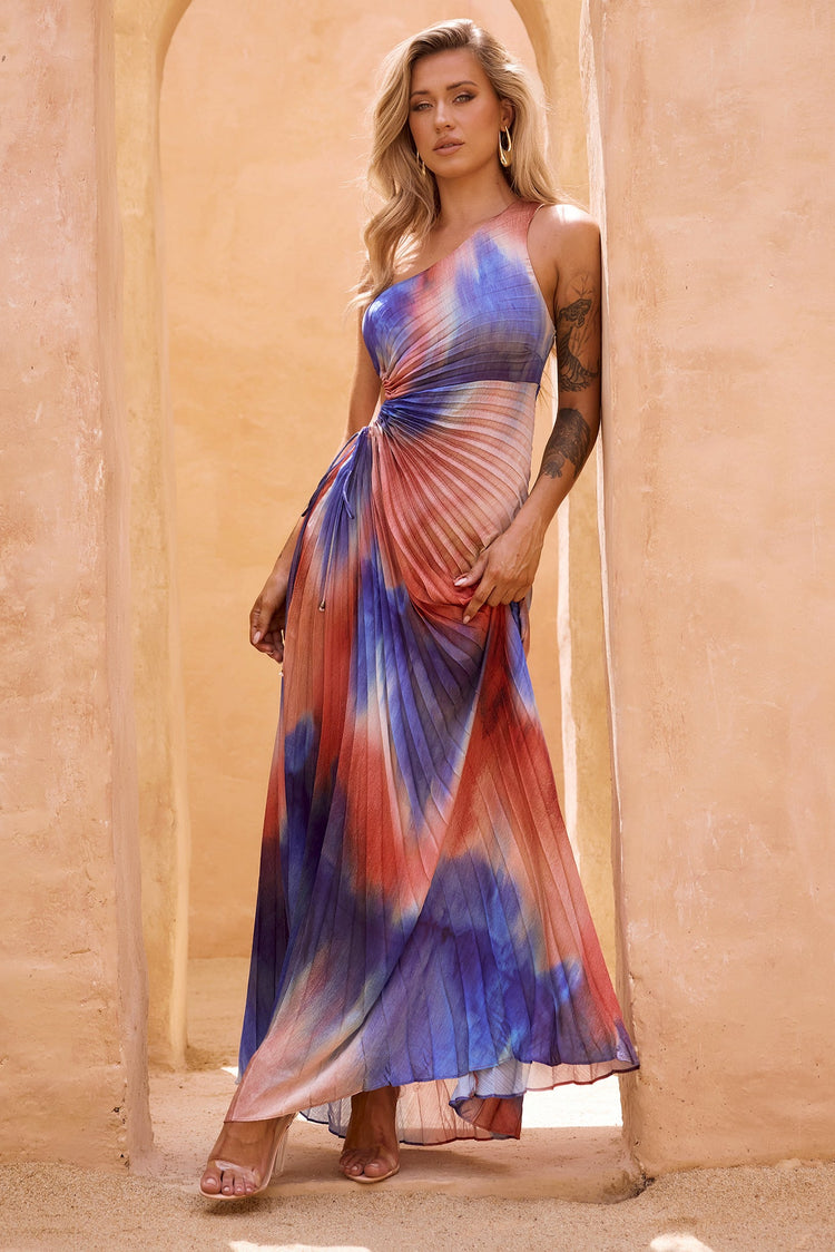 Meet Me In June Maxi Dress - Blue Multi for women