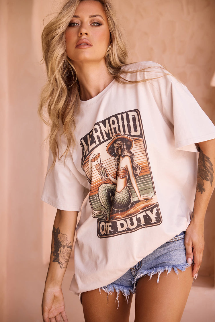 Mermaid Island Tee - Stone for women