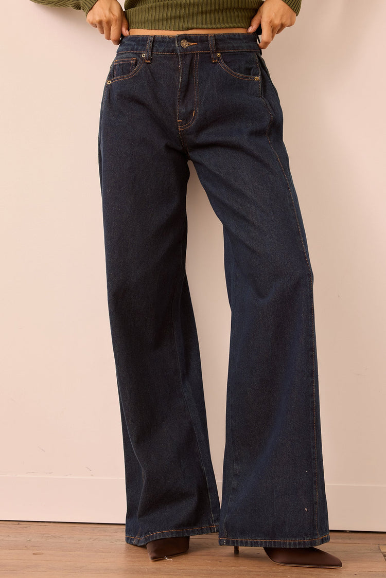 Monroe Vintage Denim Jeans - Denim Blue for women