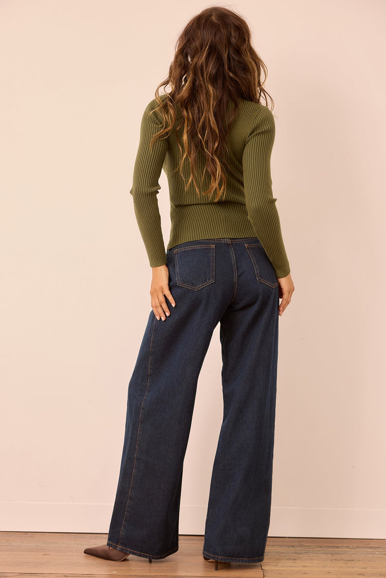 Monroe Vintage Denim Jeans - Denim Blue for women