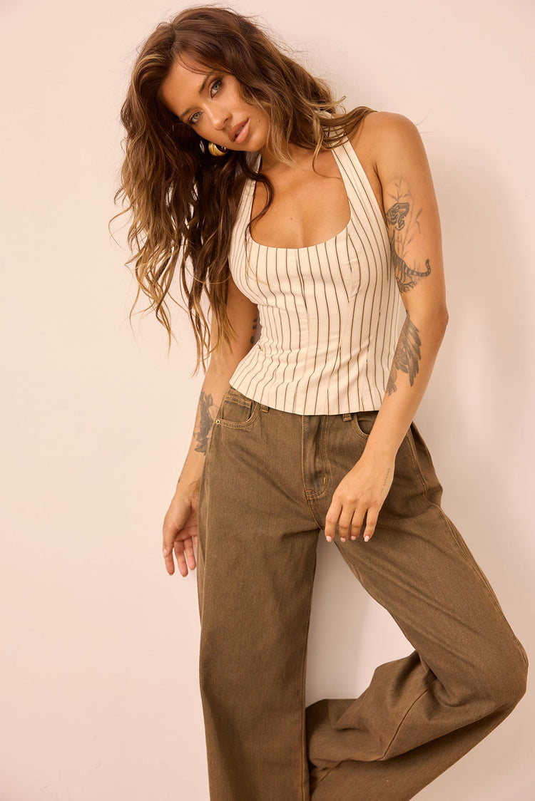 Monroe Vintage Denim Jeans - Olive Khaki for women