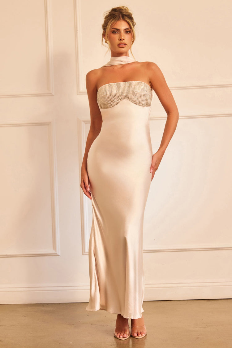 Moonlit Mirage Maxi Dress - Champagne for women