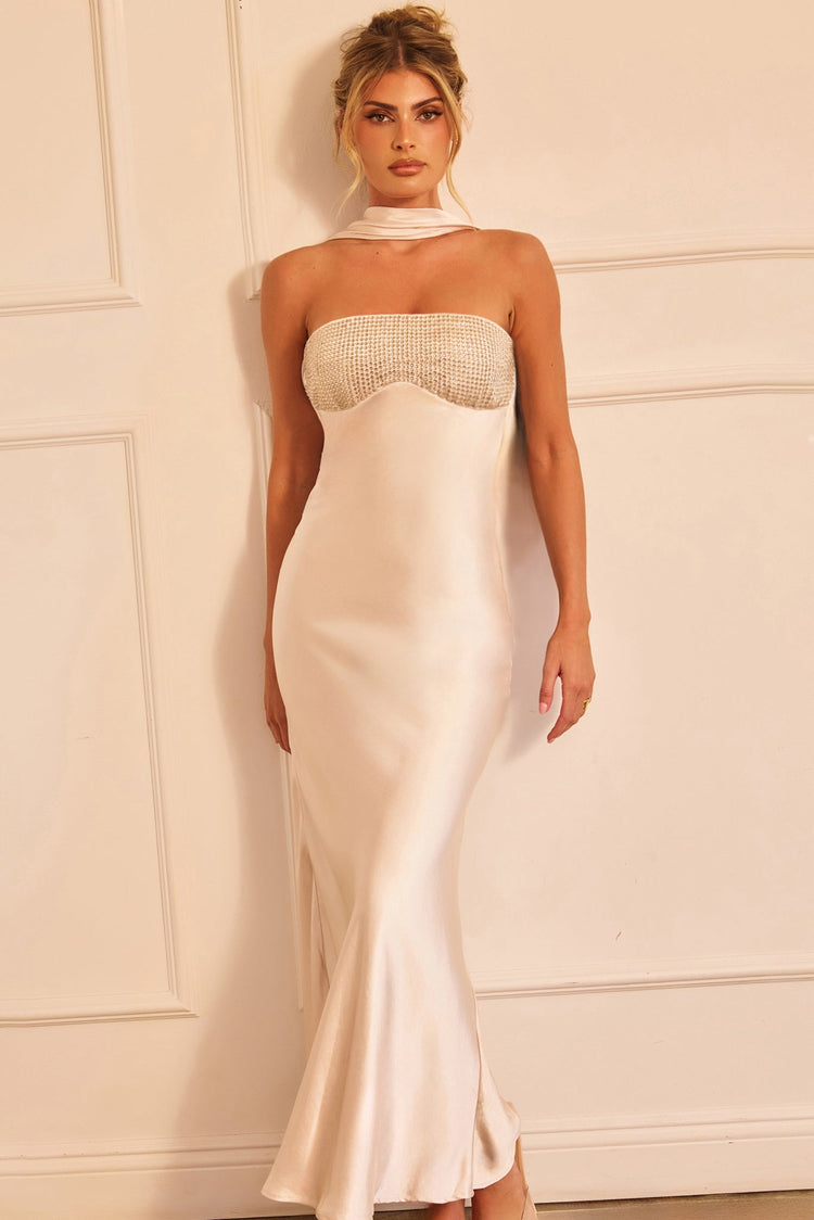 Moonlit Mirage Maxi Dress - Champagne for women