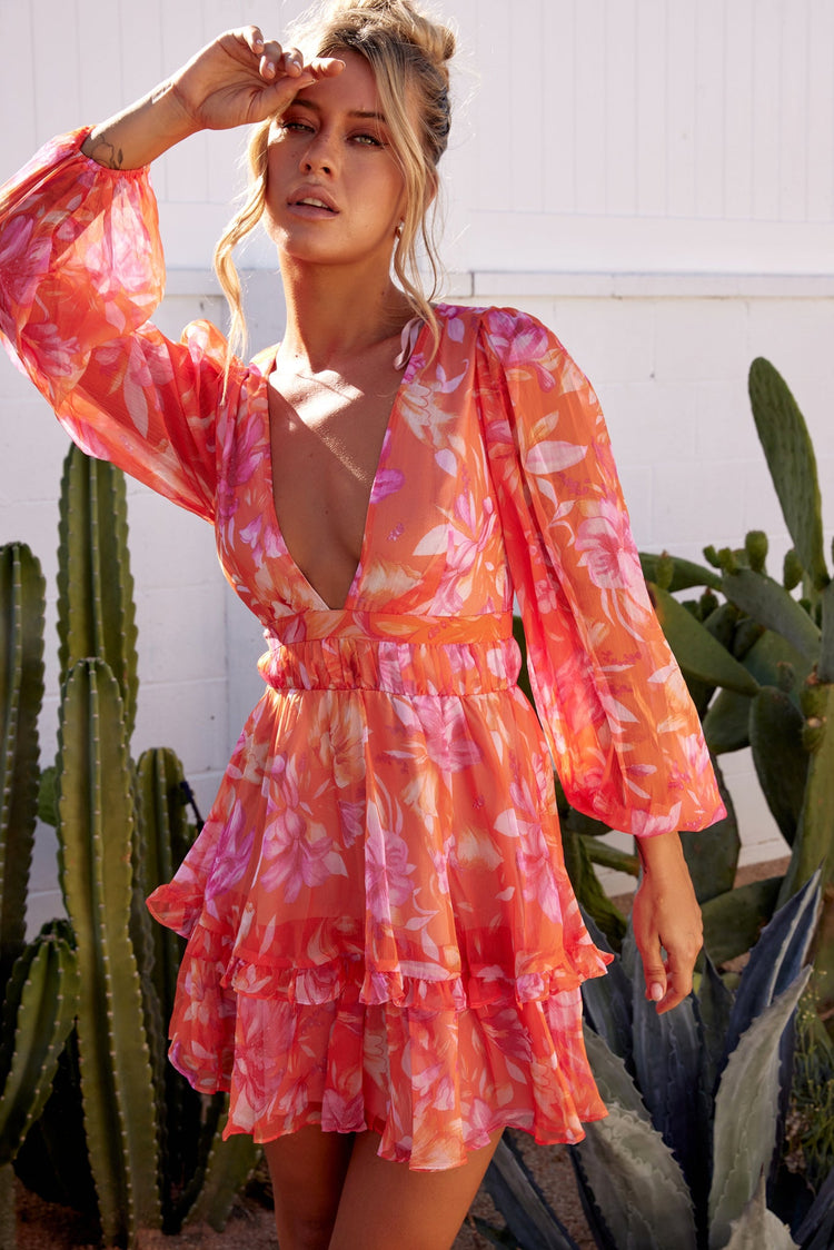 Morning Twist Mini Dress - Orange for women