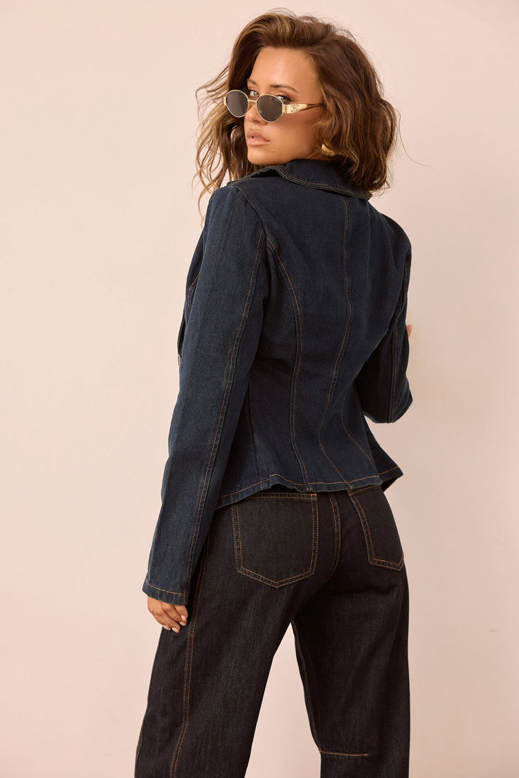 Moxie Denim Blazer - Denim Blue for women