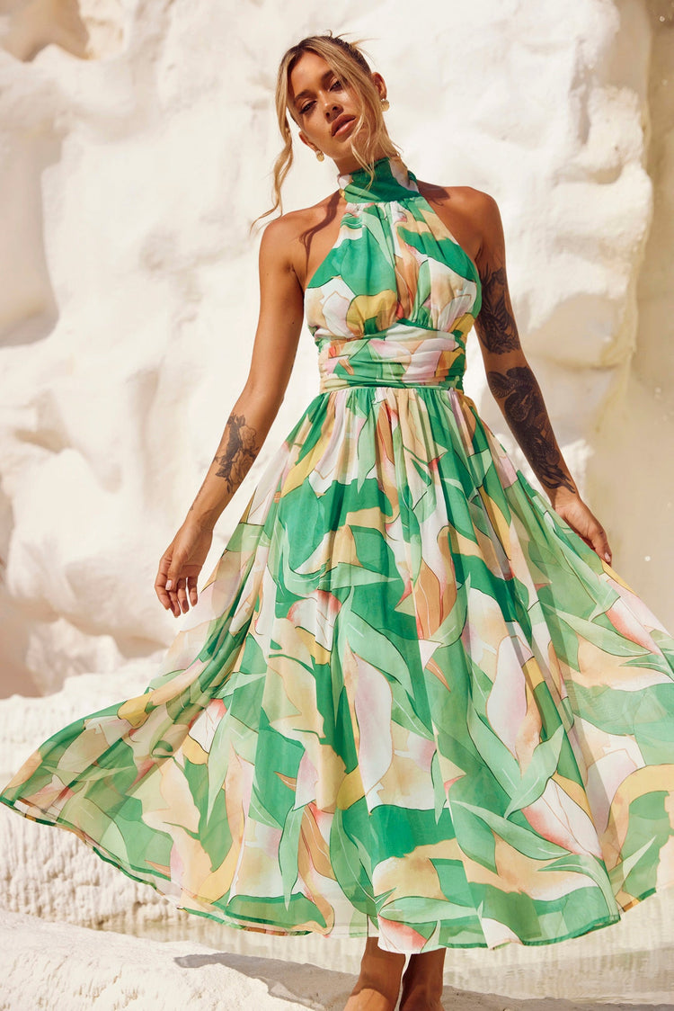 Mullberry Maxi Dress - Green Print for women