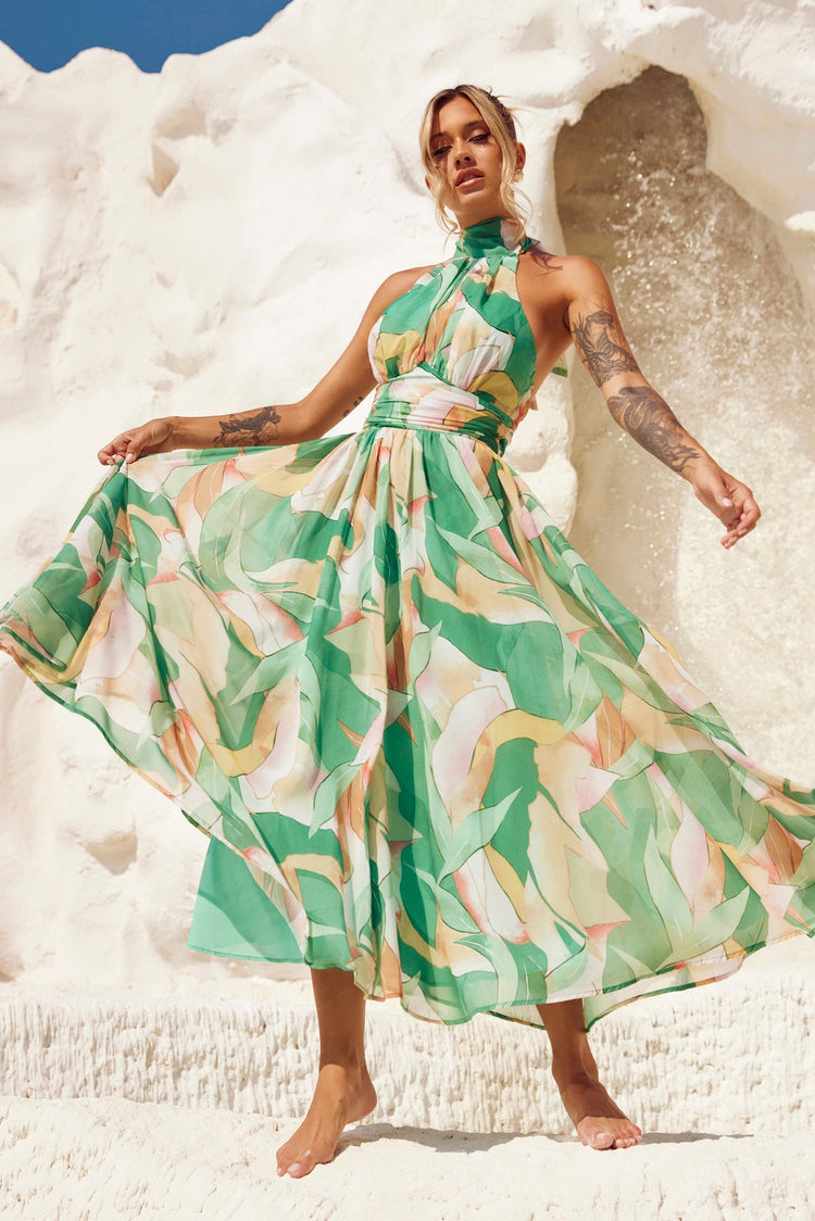 Mullberry Maxi Dress - Green Print for women