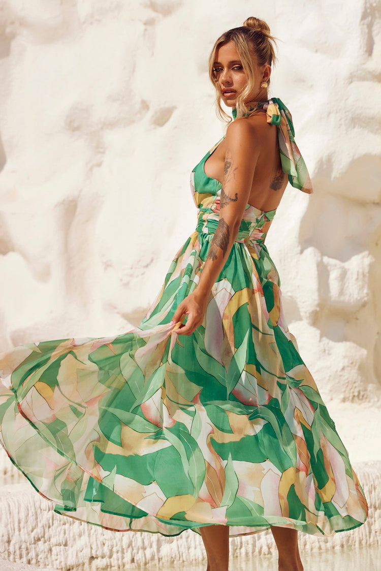 Mullberry Maxi Dress - Green Print for women