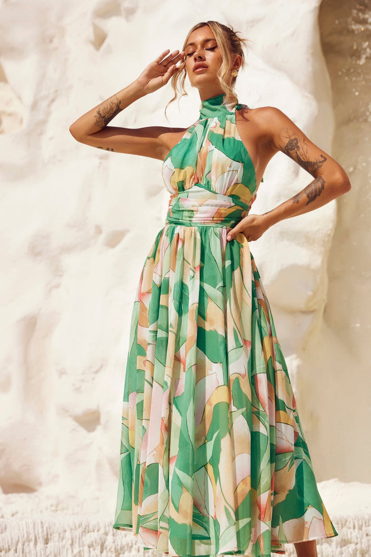 Mullberry Maxi Dress - Green Print for women
