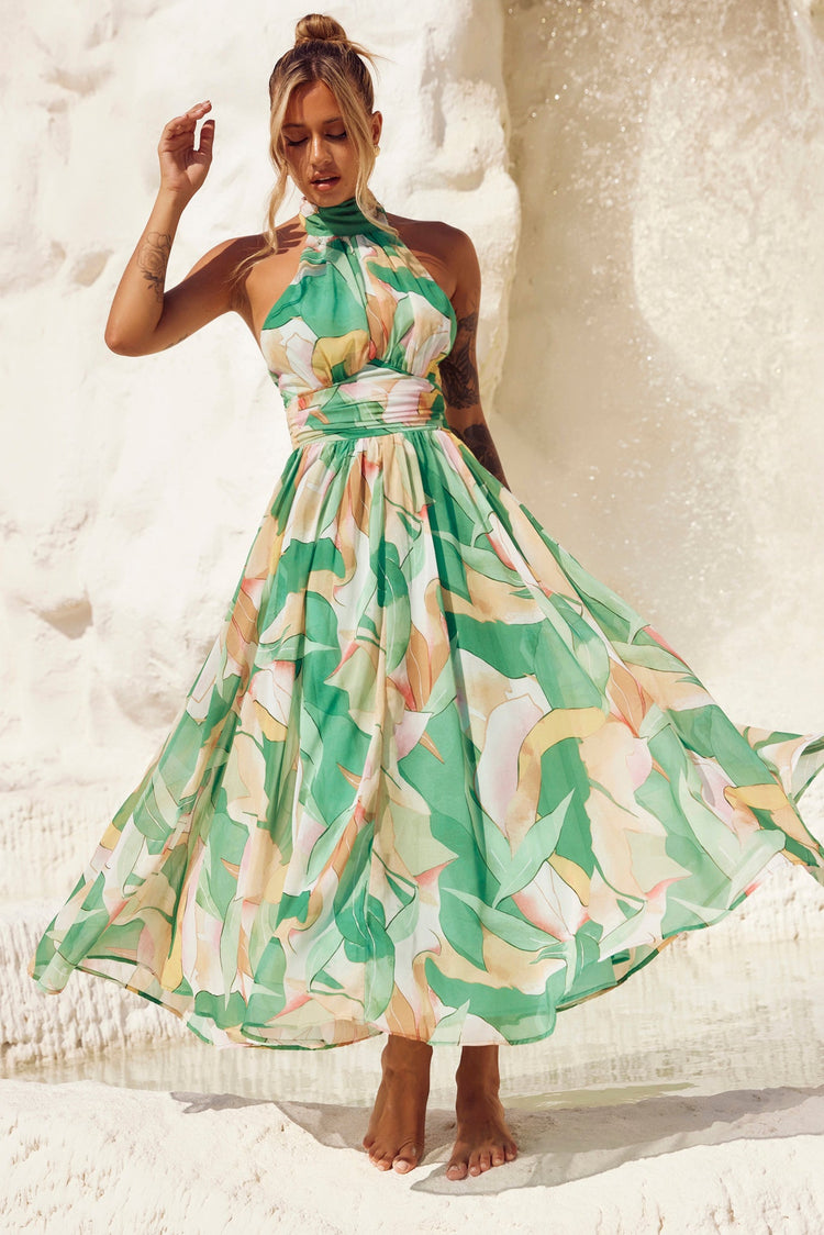 Mullberry Maxi Dress - Green Print for women