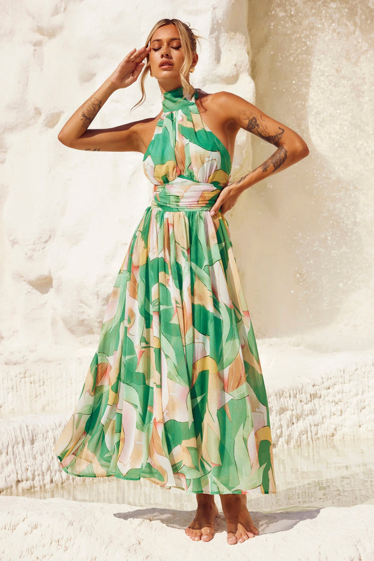 Mullberry Maxi Dress - Green Print for women