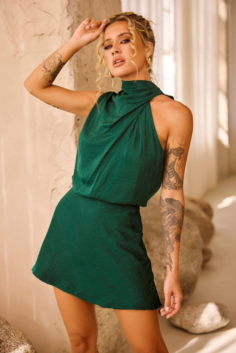 My Feelings Mini Dress - Forest Green for women