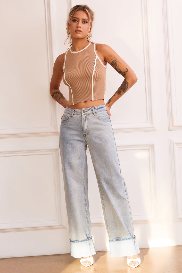 My Little Micro Knit Top - Camel for women