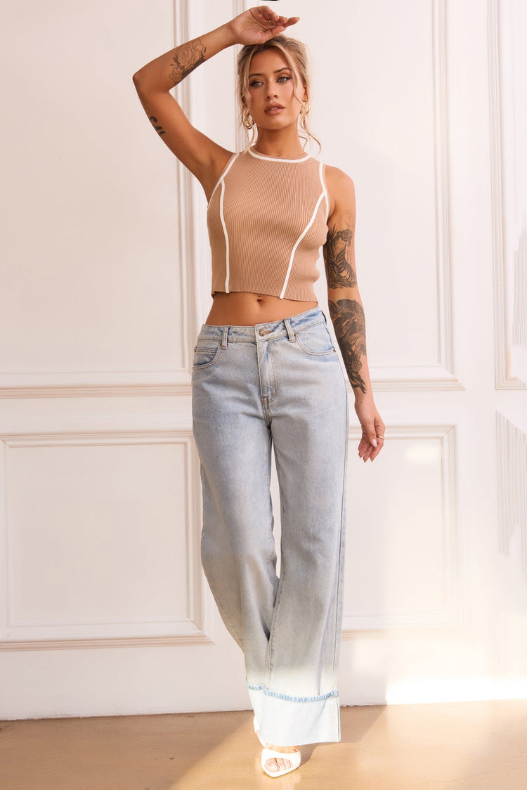 My Little Micro Knit Top - Camel for women