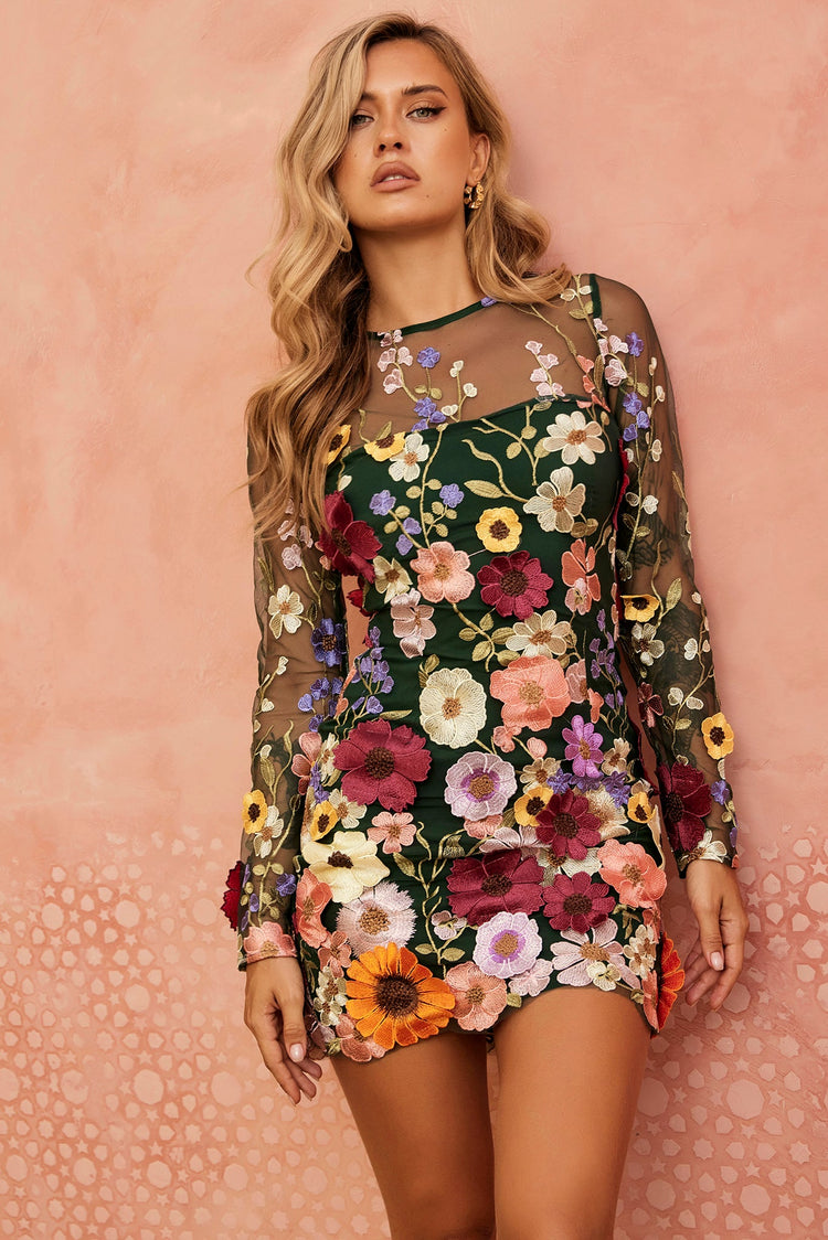 My Luck Mini Dress - Forest Green for women