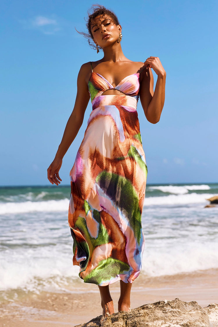 Name Me Maxi Dress - Orange Multi for women