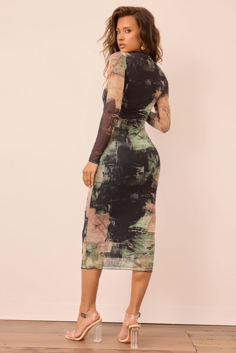 Nature Of Art Midi Dress - Olive for women