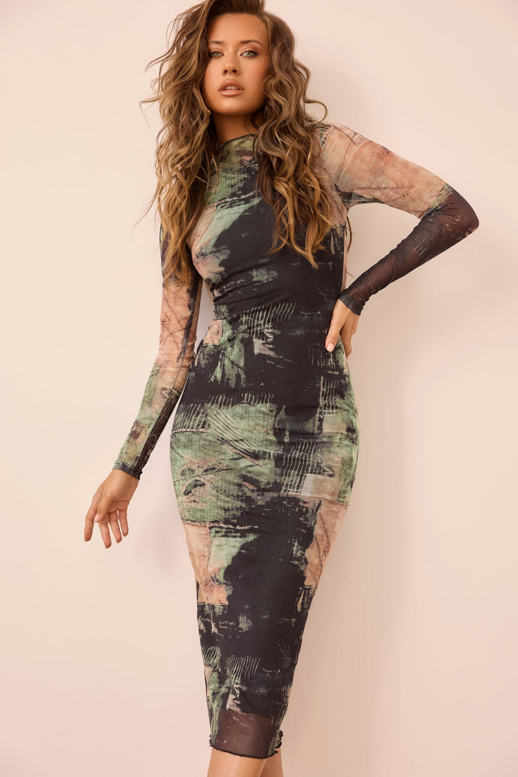 Nature Of Art Midi Dress - Olive for women