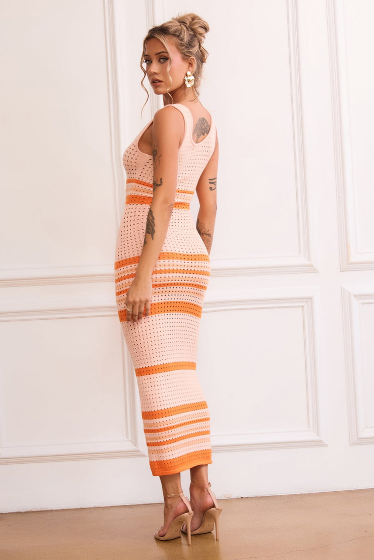 New Flow Knit Midi Dress - Orange for women