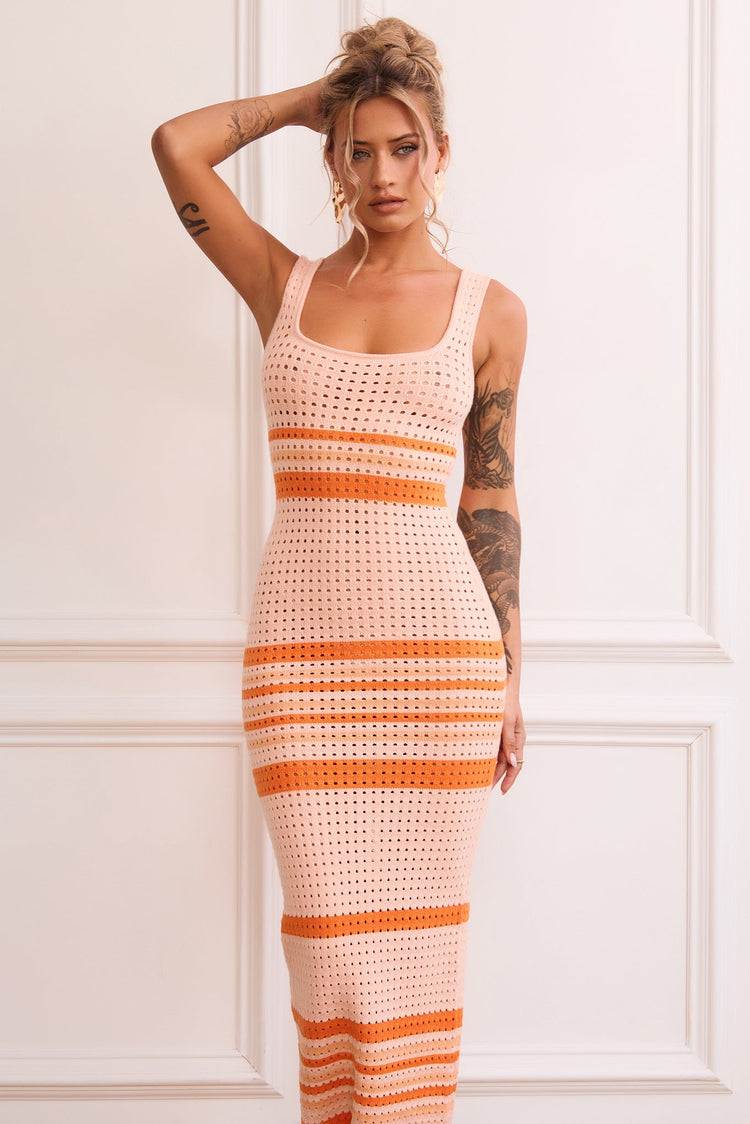New Flow Knit Midi Dress - Orange for women