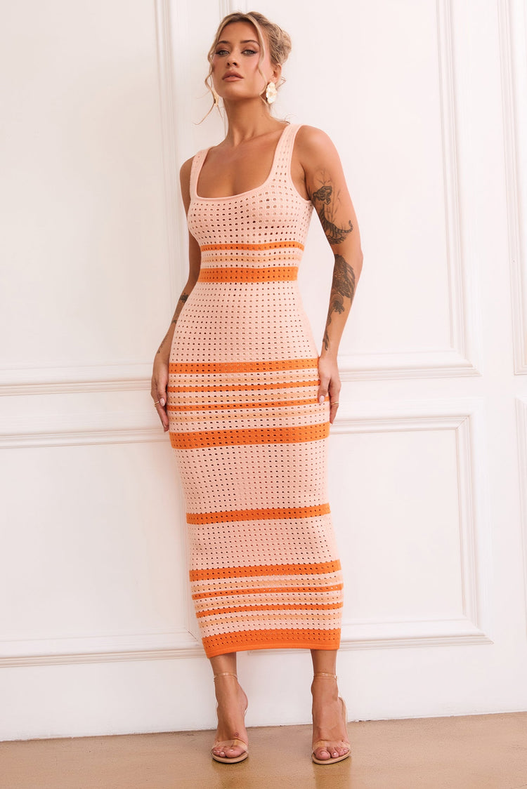 New Flow Knit Midi Dress - Orange for women
